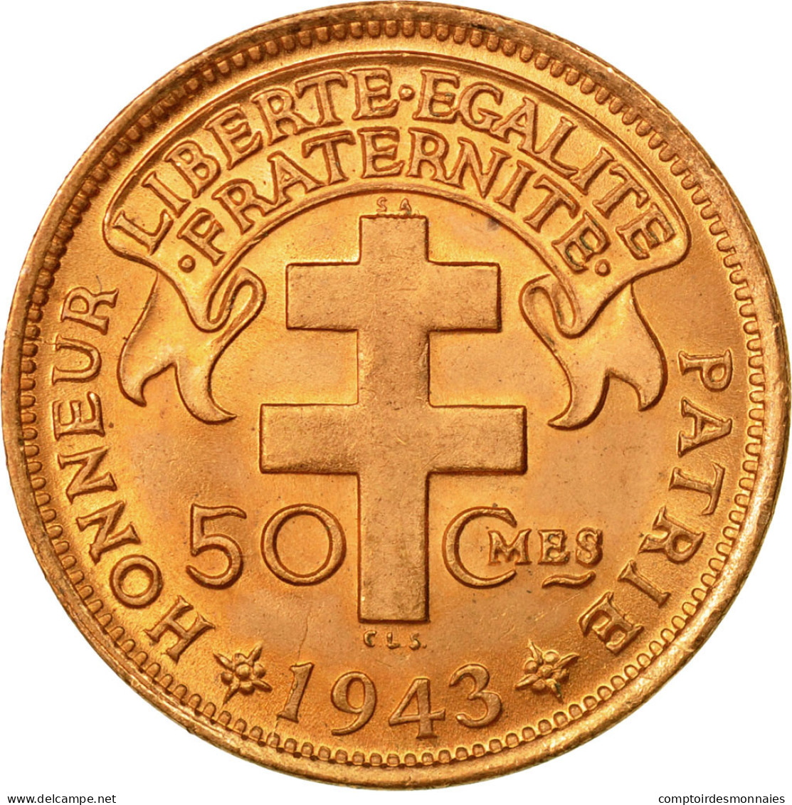 Monnaie, Cameroun, 50 Centimes, 1943, Pretoria, FDC, Bronze, KM:6 - Kameroen