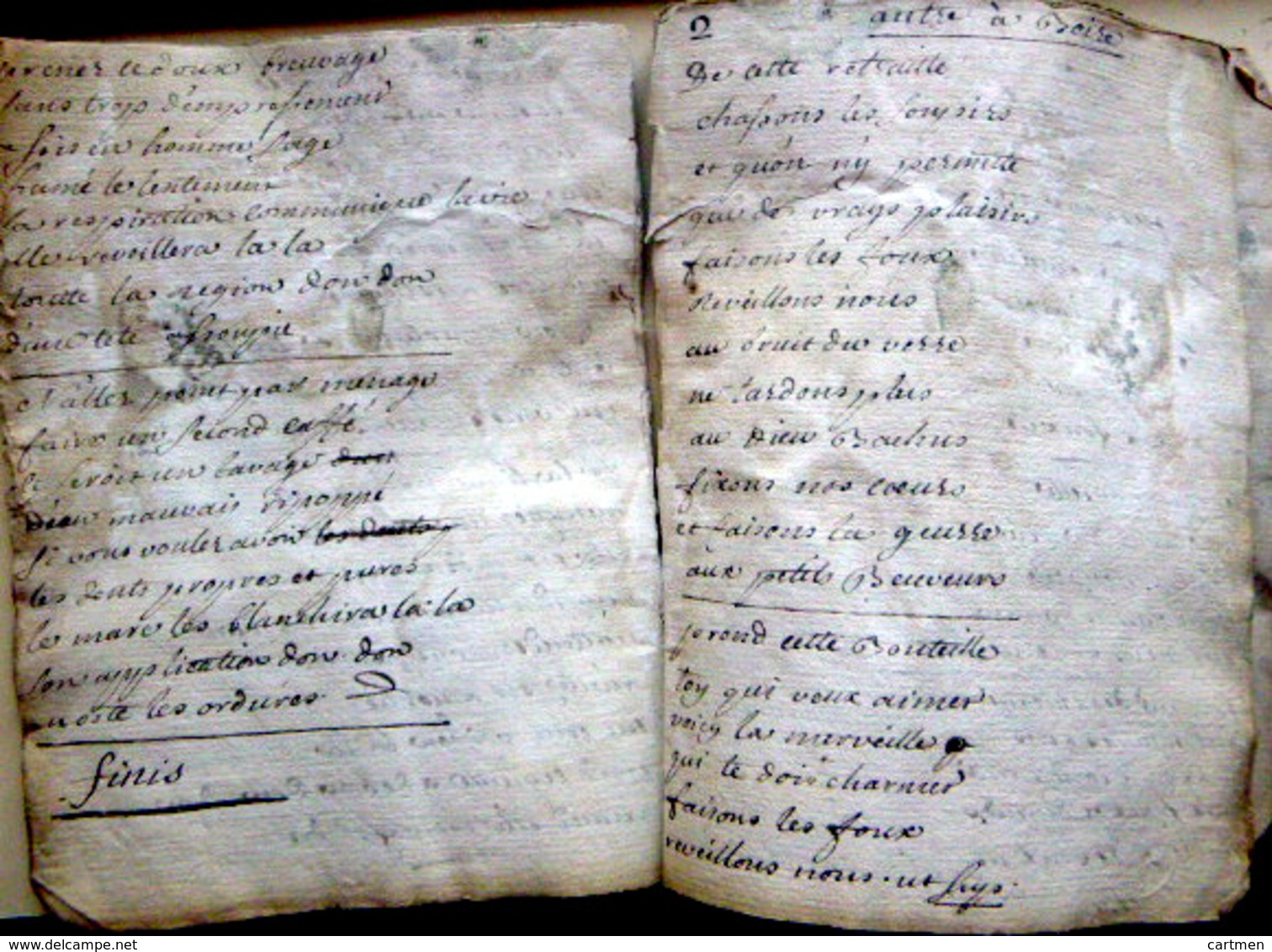 MANUSCRIT 18° RECUEIL DE CHANSONS 1769 CHANTS SUR L'AMOUR PREPARATION DU CAFE GASTRONOMIE LA CHASSE - Manuscrits