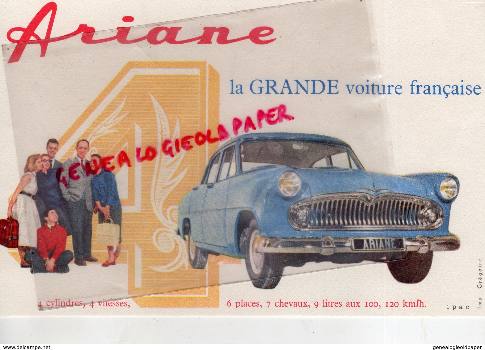 AUTOMOBILE- BUVARD ARIANE 4- LA GRANDE VOITURE FRANCAISE- AUTO - Automobile