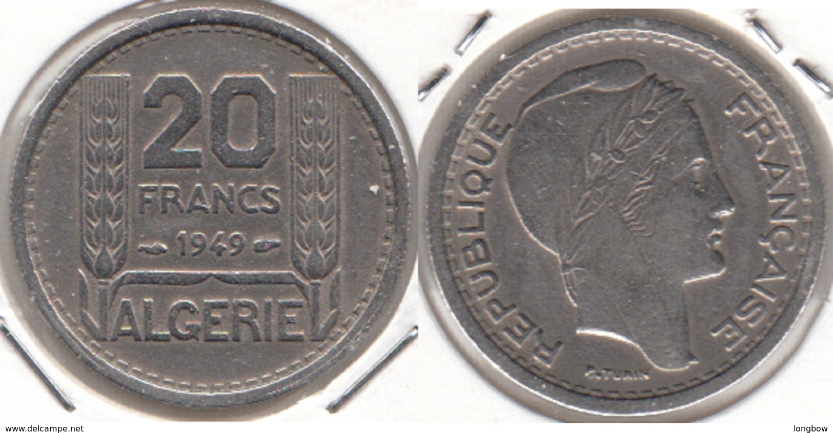 Algeria 20 Francs 1949 KM#91 - Used - Algeria