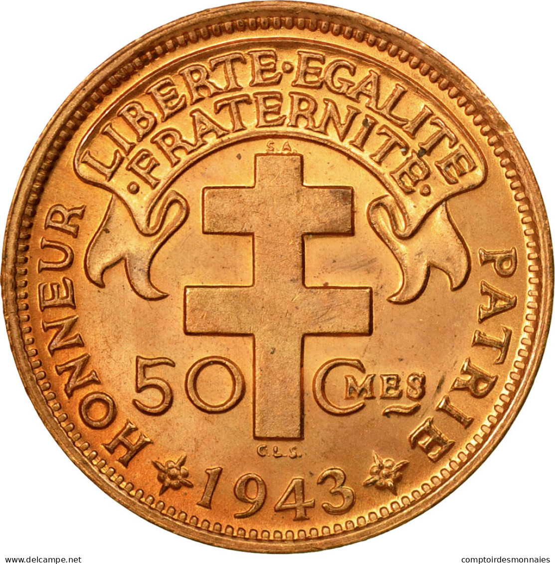 Monnaie, Cameroun, 50 Centimes, 1943, Pretoria, FDC, Bronze, KM:6 - Cameroun