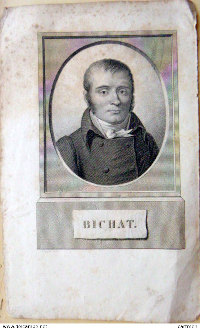 BICHAT MEDECINE PORTRAIT 19° GRAVURE SUR ACIER ANCIENNE HOPITAL MALADIE PHYSIOLOGIE - Estampes & Gravures