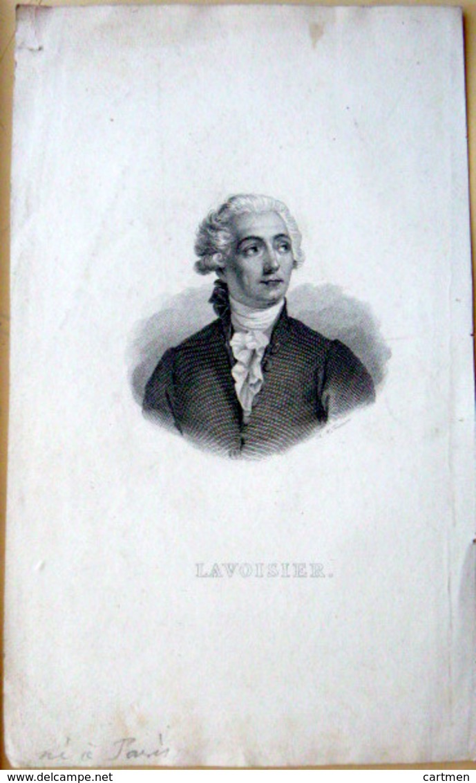 LAVOISIER  PORTRAIT 19° GRAVURE SUR ACIER ANCIENNE CHIMIE SCIENCES - Estampes & Gravures