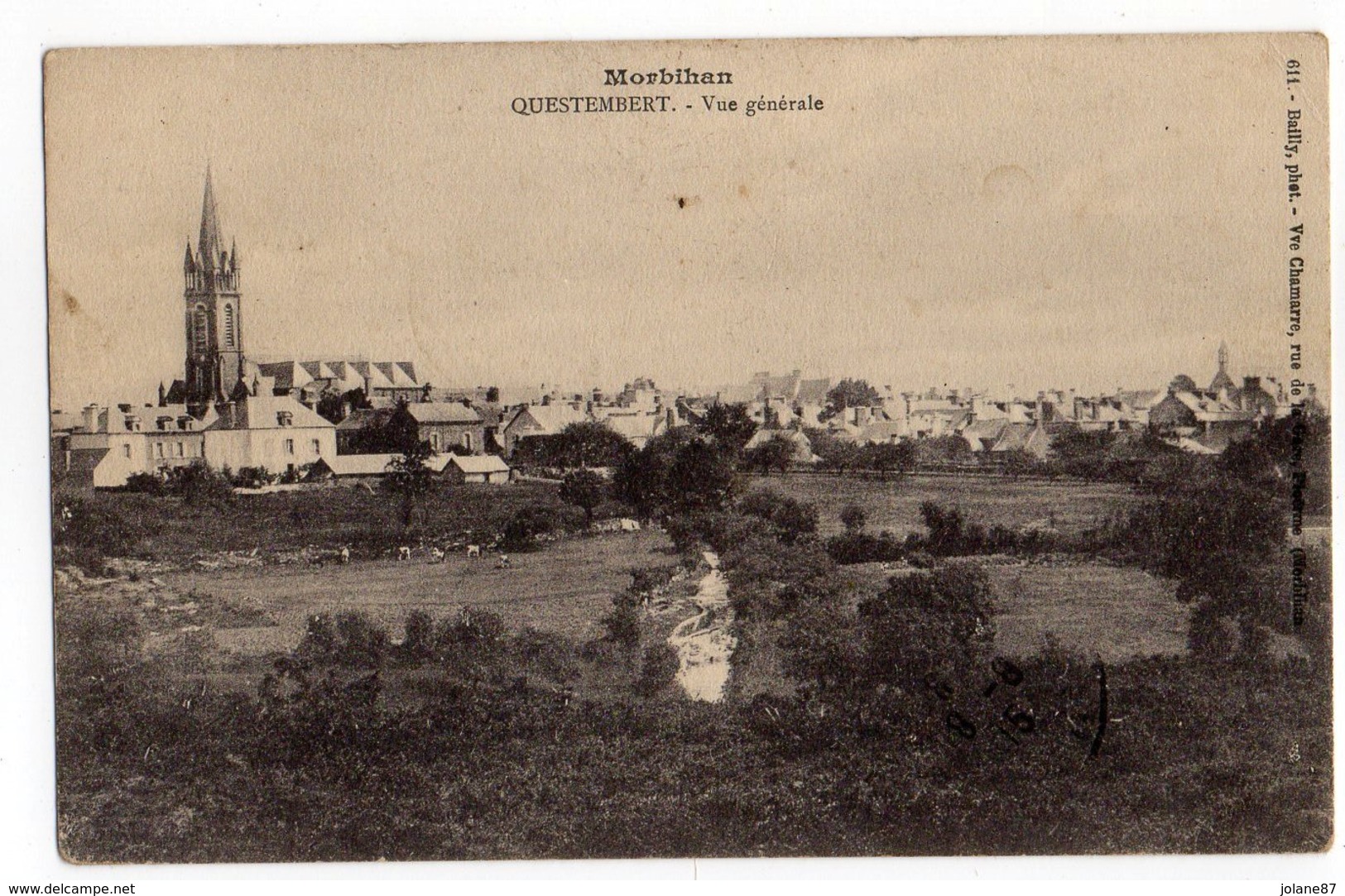 CPA  56   QUESTEMBERT      VUE SUR LE VILLAGE   L EGLISE - Questembert