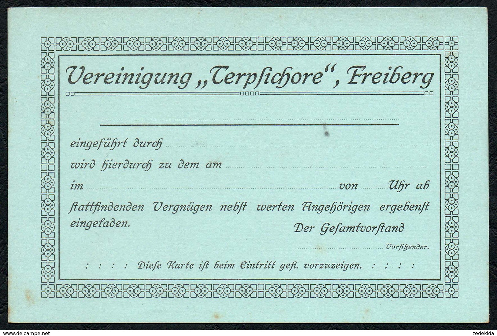 6568 - Freiberg - Eitrittskarte Vereinigung Terpsichore - Eintrittskarten