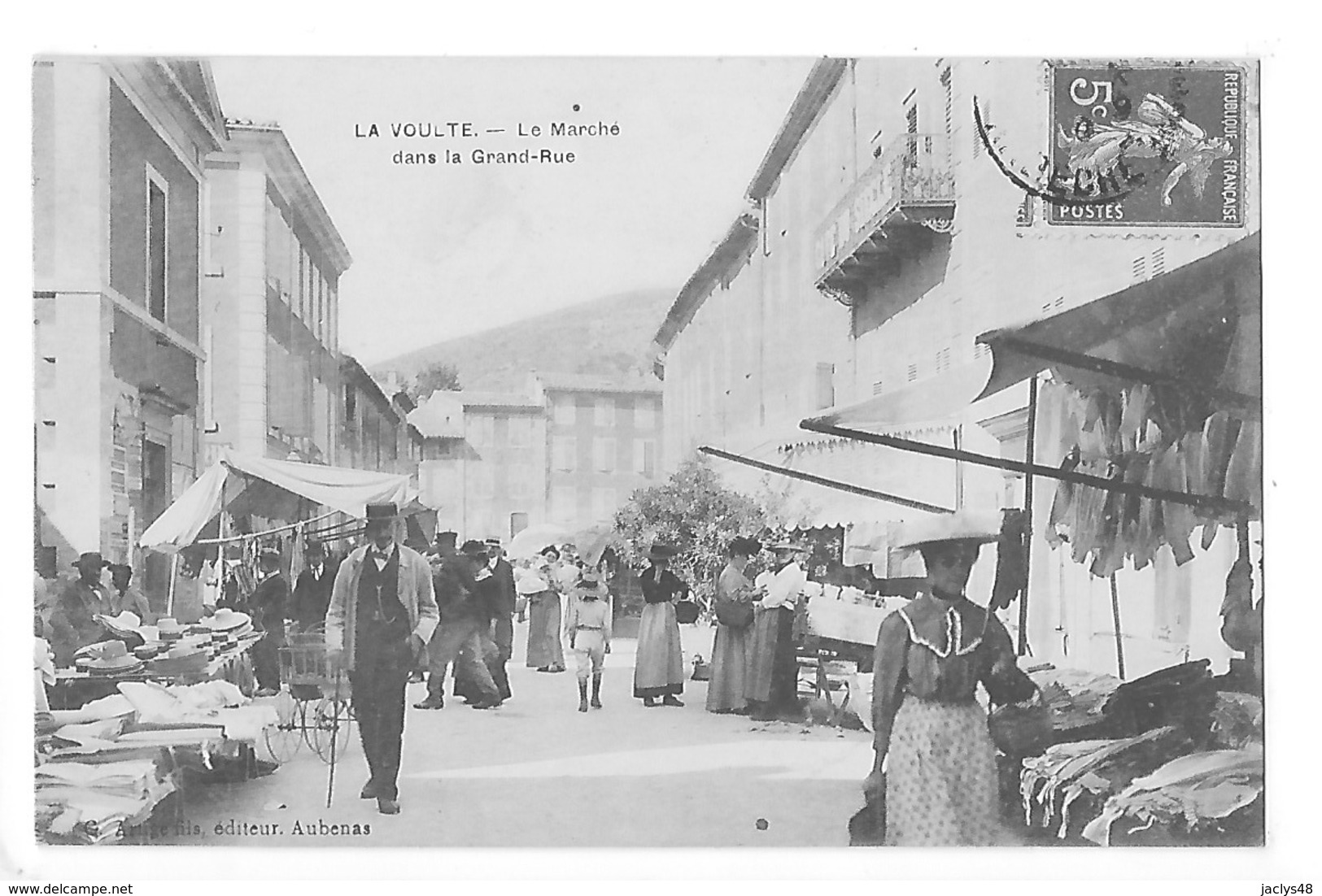 LA VOULTE  (cpa 07)  Le Marché Dans La Grand Rue -  ## TRES RARE ##  TBE - L 1 - La Voulte-sur-Rhône