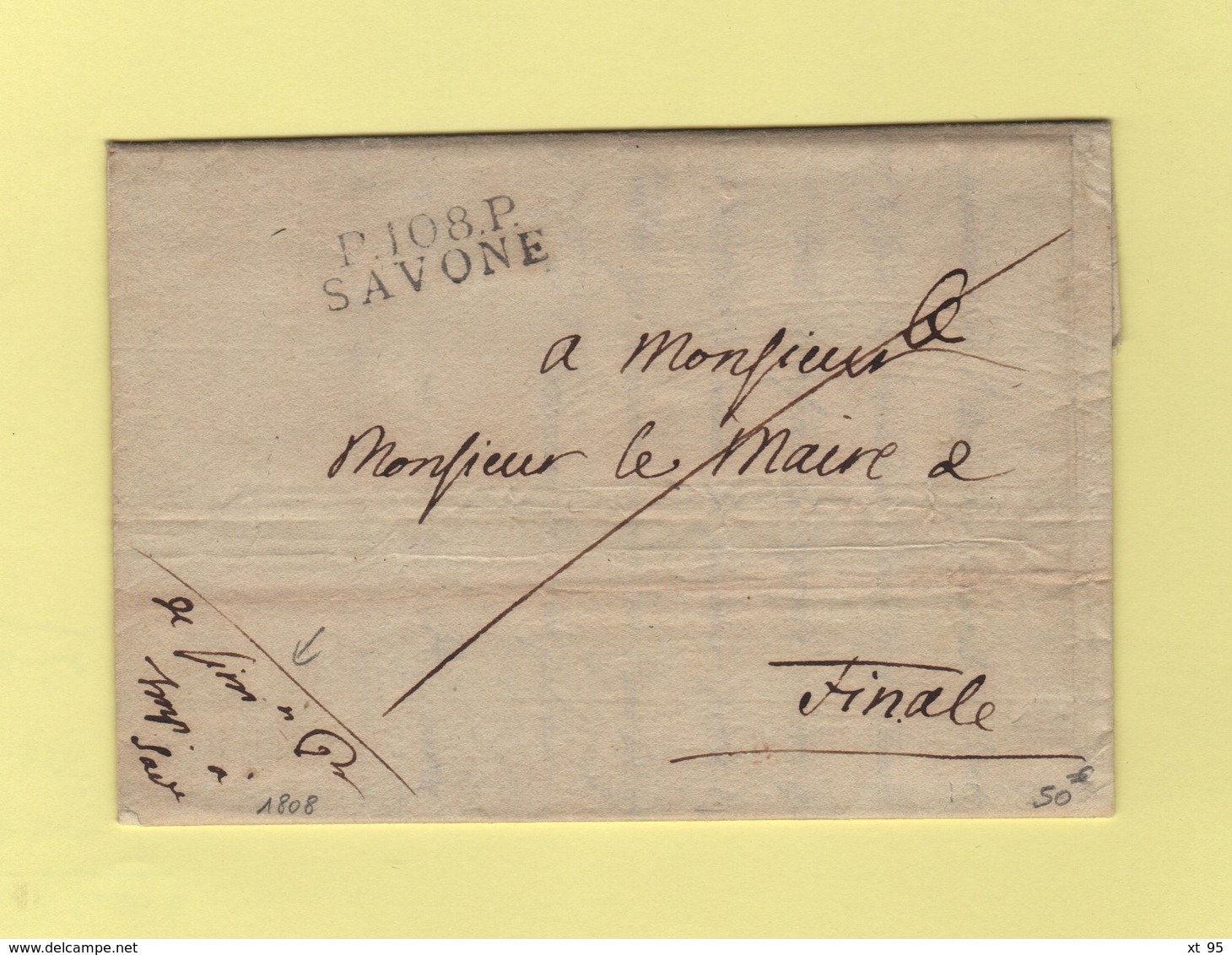 Savone - 108 - Port Paye - Franchise Du Procureur De 1808 - Departement Conquis De Montenotte - 1792-1815: Départements Conquis
