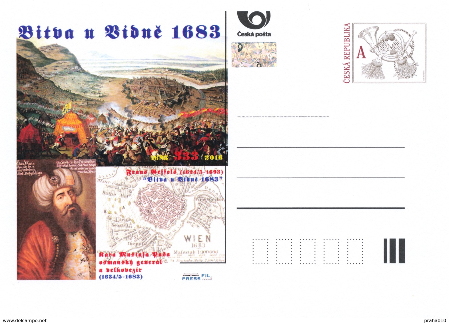 Rep. Ceca / Cart. Postali (Pre2016/42) 333 ° Anniversario Della Battaglia Di Vienna (1683) - B (esercito Ottomano) - Geografia