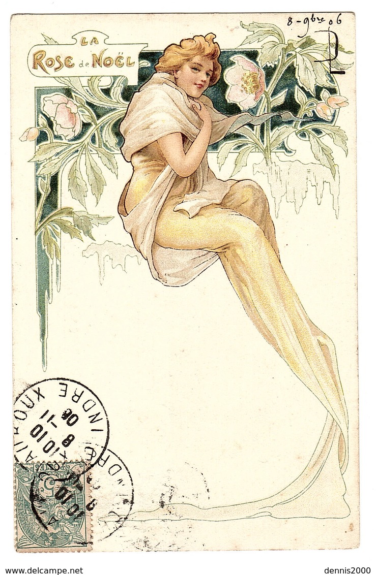 FEMME - FLEURS - La ROSE De NOËL - Style ART NOUVEAU - Donne