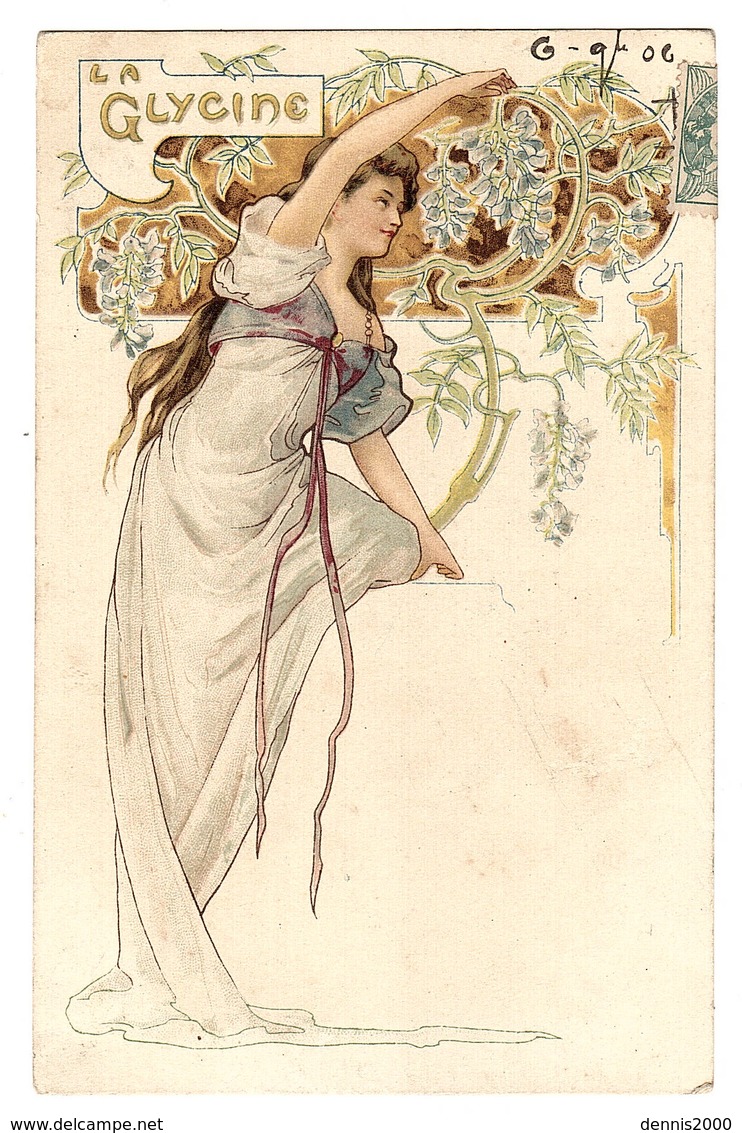 FEMME - FLEURS - La GLYCINE - Style ART NOUVEAU - Donne