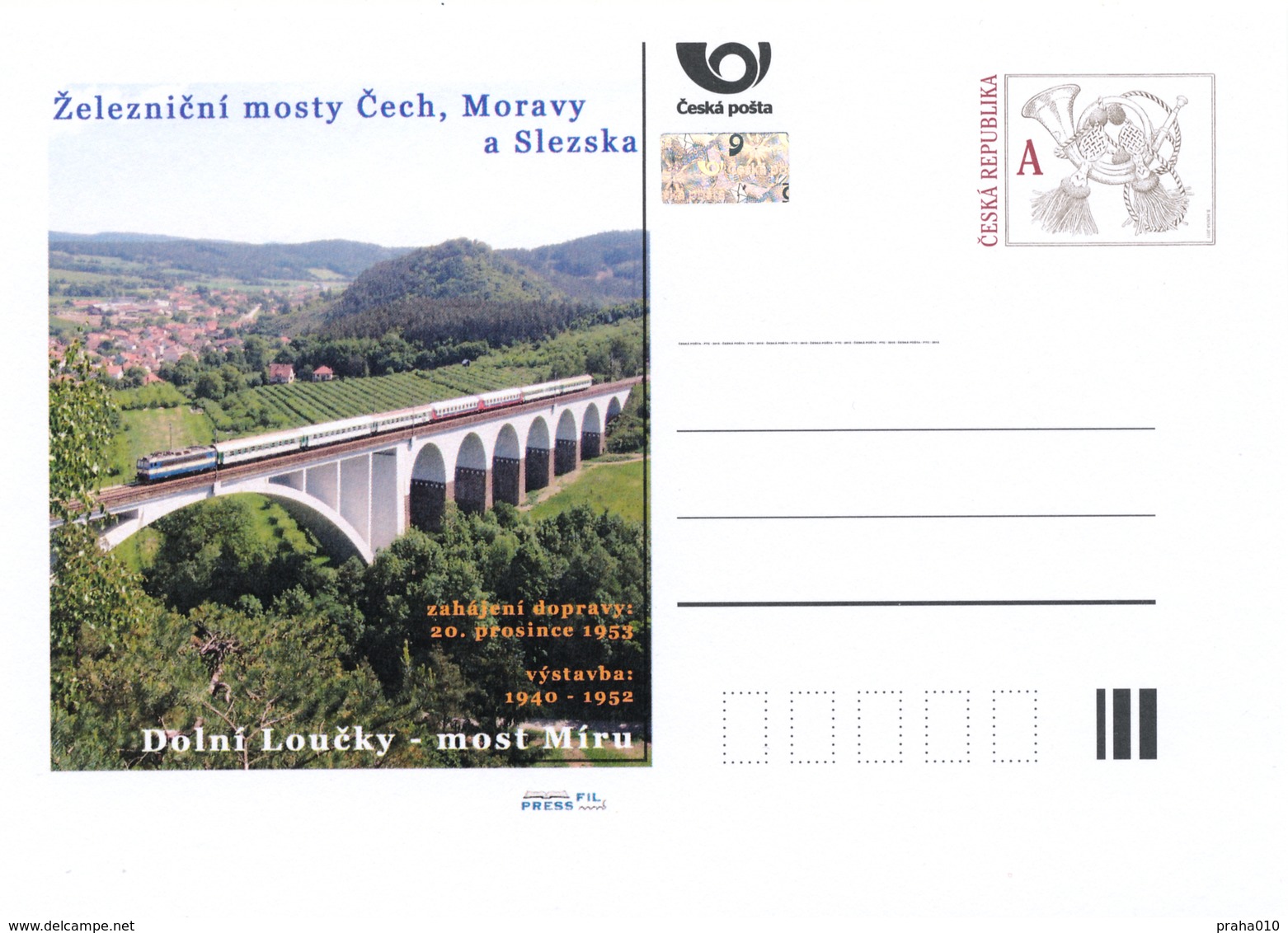 Rep. Ceca / Cart. Postali (Pre2016/48) Ponti Ferroviari In Boemia, Moravia E Slesia (3) Dolni Loucky, Ponte Della Pace - Ponti