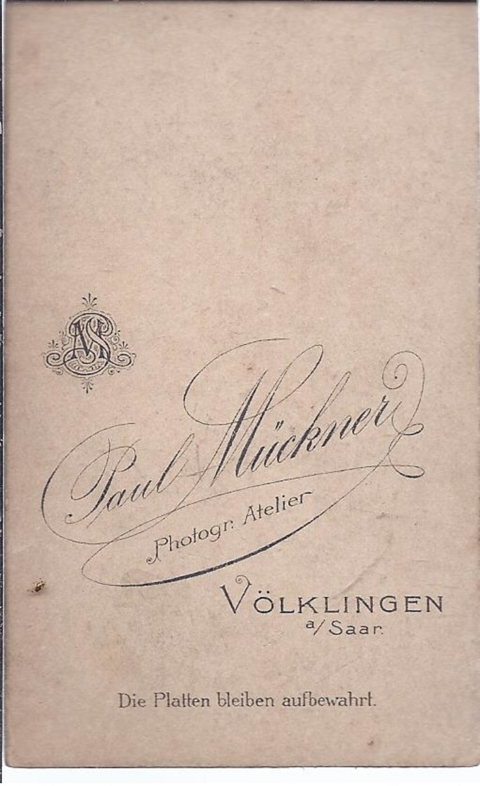 Hartkarton Atelieraufnahme -  Paul Mückner , Völklingen - Männeraufnahme   -  AK Saar-103 - Personnes Anonymes