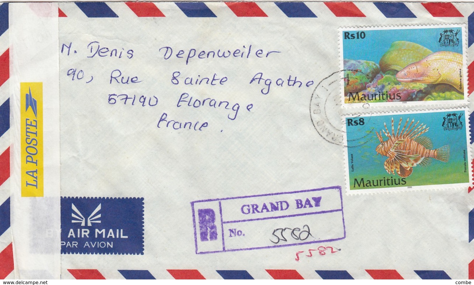 COVER MAURITIUS. REGISTERED GRAND BAY TO TRANCE - Maurice (1968-...)