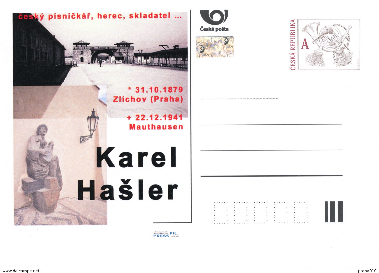 Rep. Ceca / Cart. Postali (Pre2016/57) Karel Hasler (1879-1941) Cantautore, Attore, Paroliere, Cineasta E Regista Ceco - Cartoline Postali