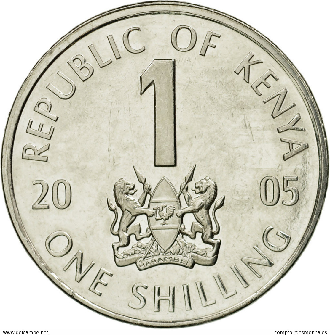 Monnaie, Kenya, Shilling, 2005, British Royal Mint, TTB, Nickel Plated Steel - Kenya