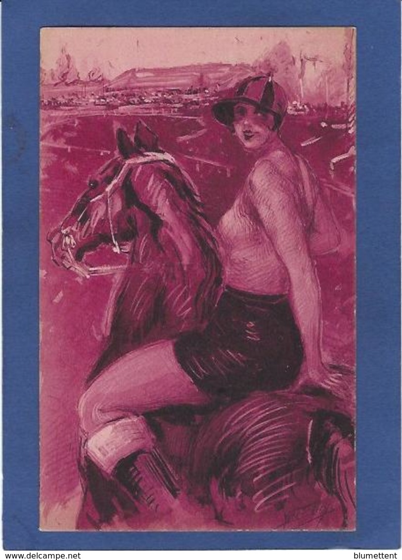 CPA Cheval Chevaux Femme Girl Women Illustrateur Non Circulé Horse Jockey - Paarden