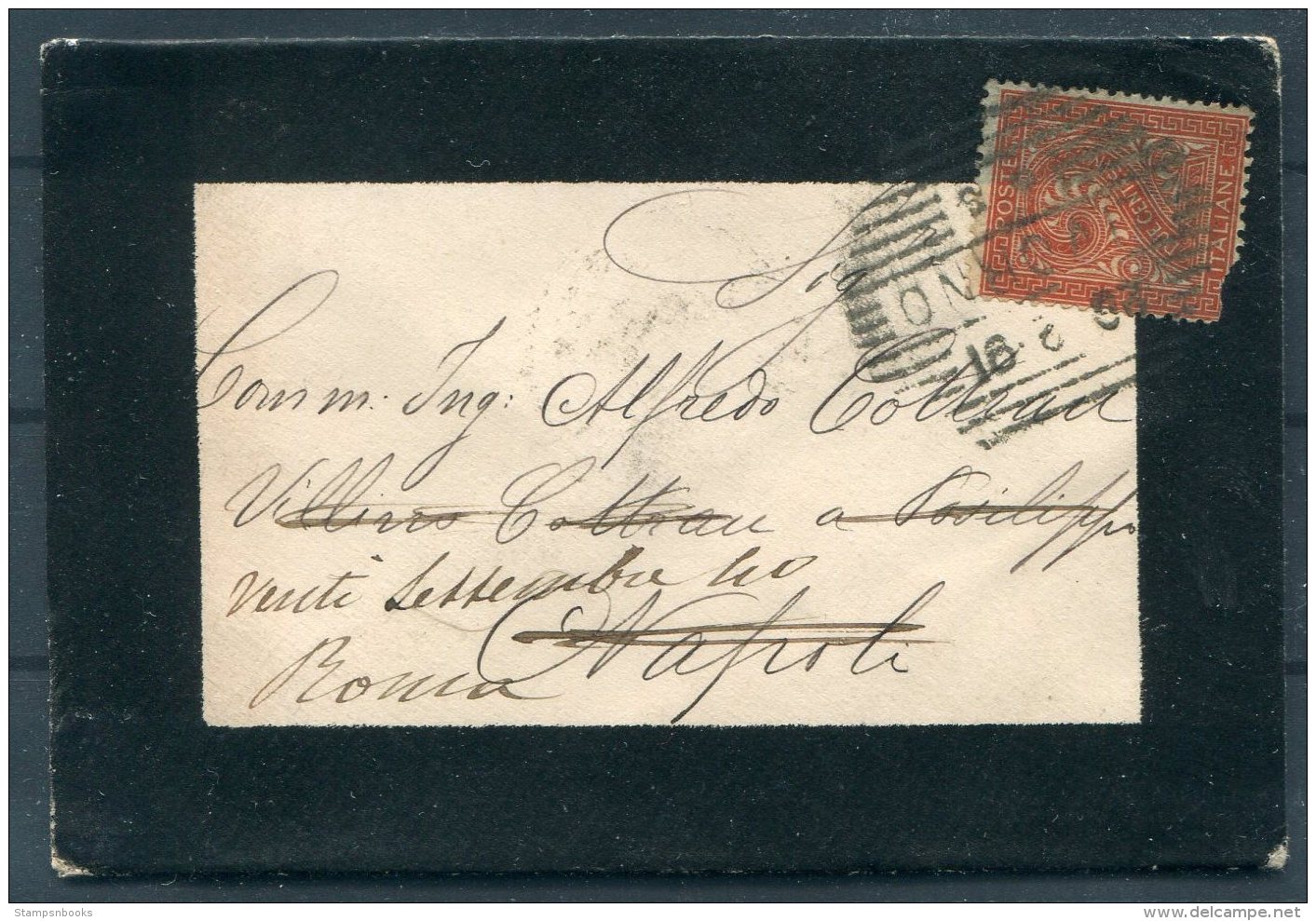 1893 Italy Livorno Mourning Cover - Napoli Redirected Roma - Marcophilia