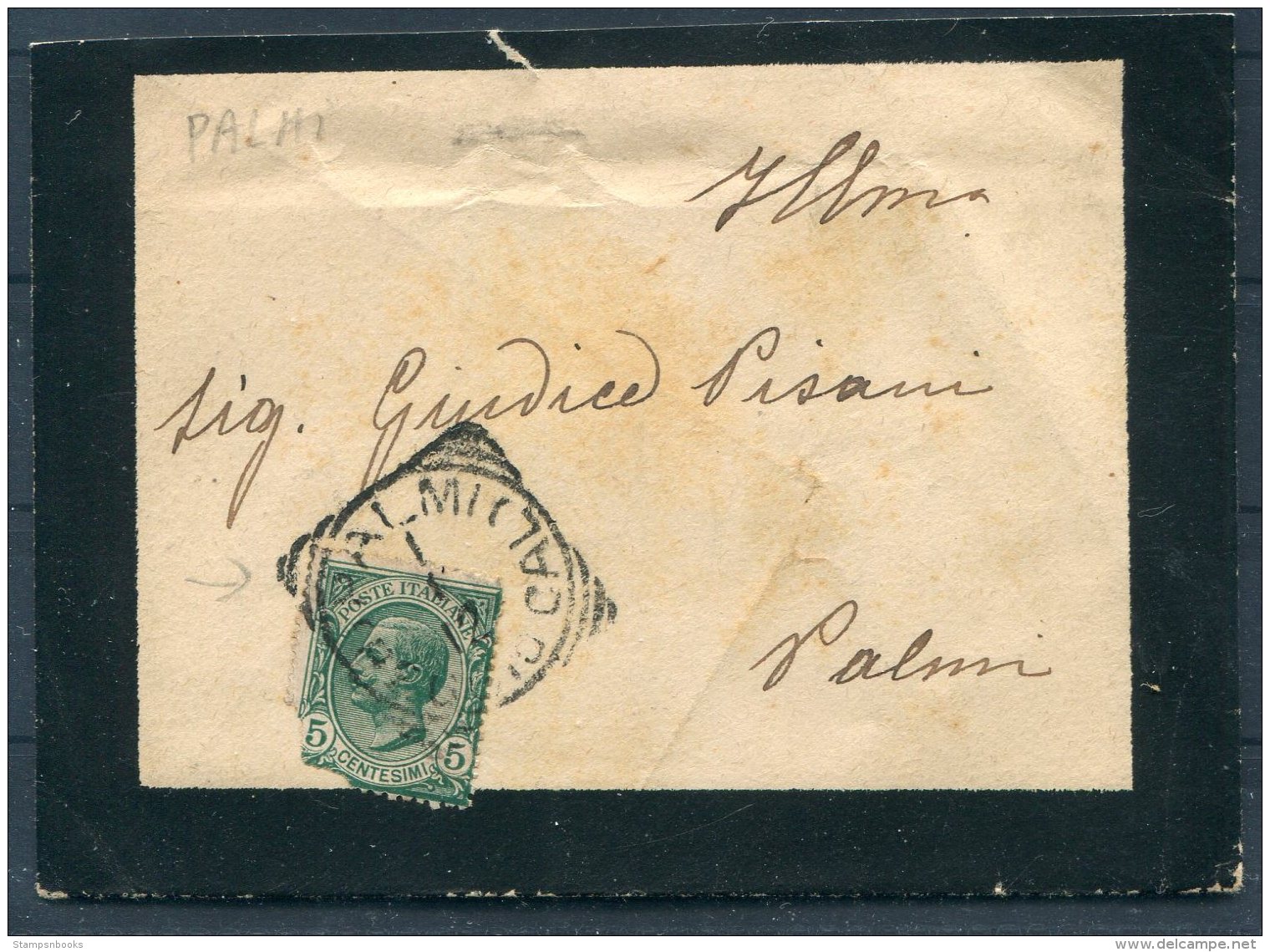 1912 Italy Palmi (Squared Circle) Mourning Cover - Marcophilia