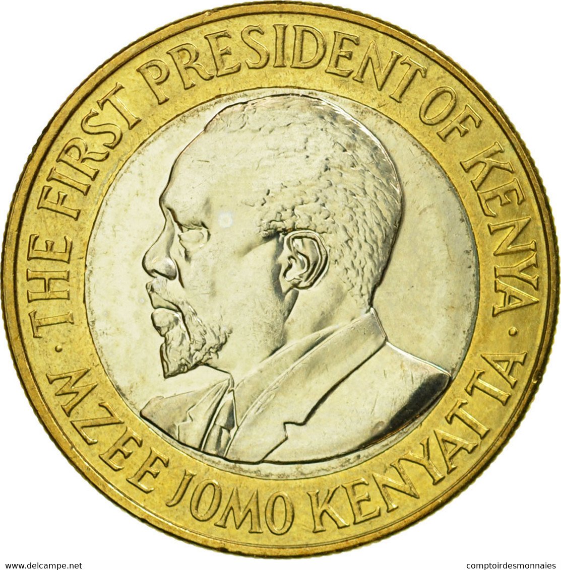 Monnaie, Kenya, 10 Shillings, 2005, British Royal Mint, TTB, Bi-Metallic - Kenya