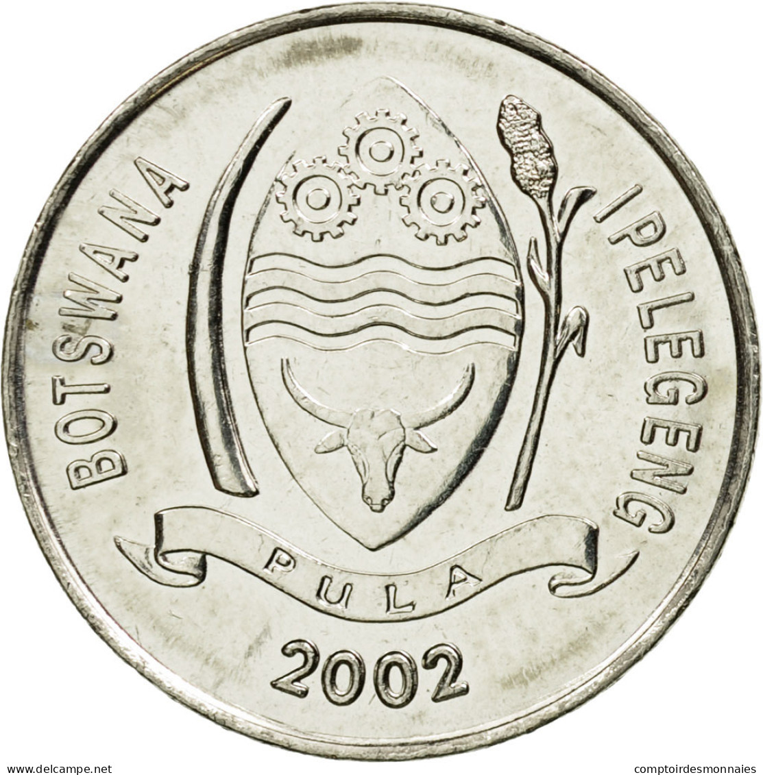 Monnaie, Botswana, 10 Thebe, 2002, British Royal Mint, TTB, Nickel Plated Steel - Botswana