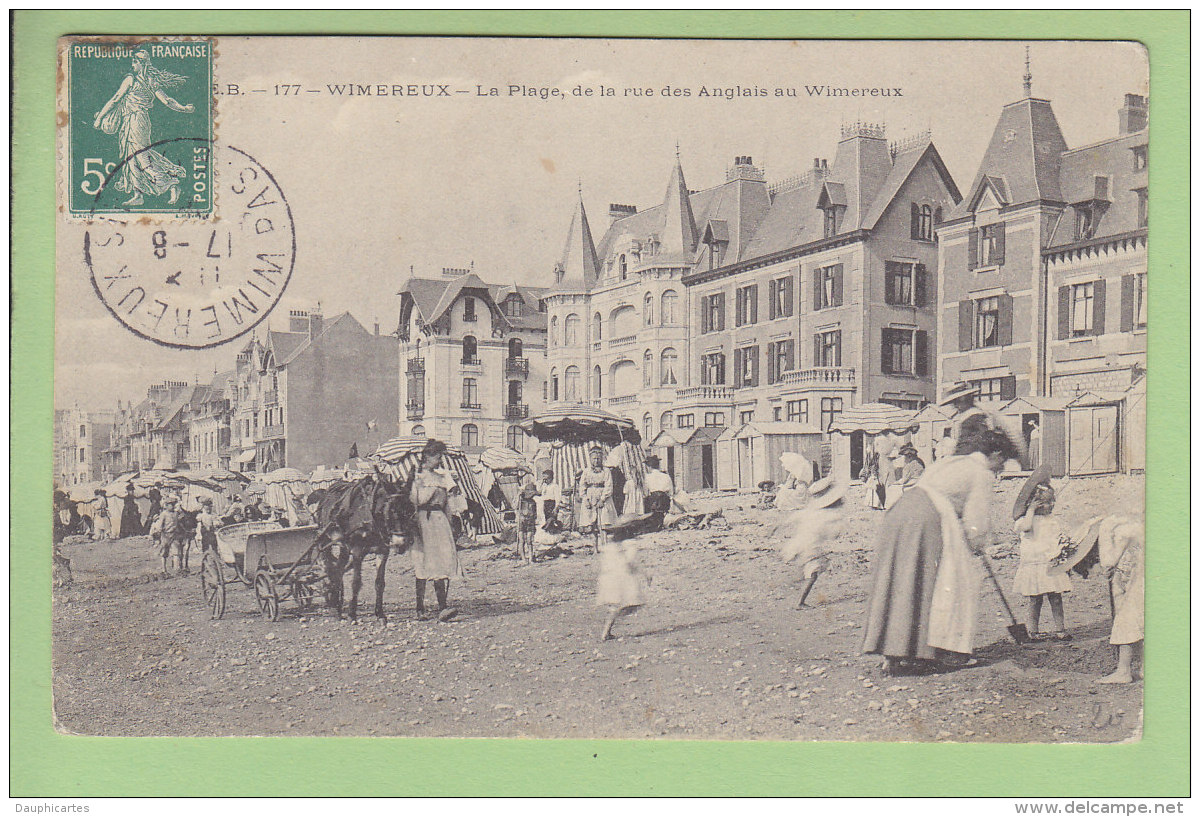 WIMEREUX : La Plage De La Rue Des Anglais Au Wimereux.  2 Scans. Edition E B - Autres & Non Classés