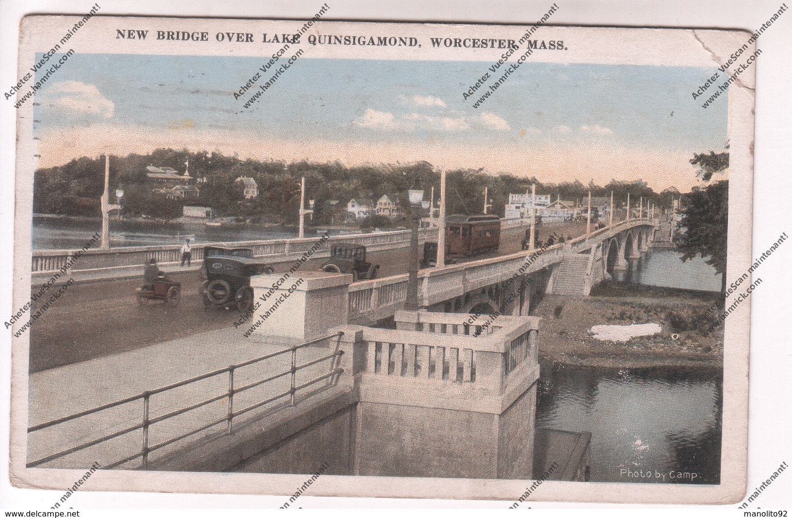 CPA ETATS UNIS : New Bridge Over Lake Quinsigamond , Worcester , Mass. - Worcester