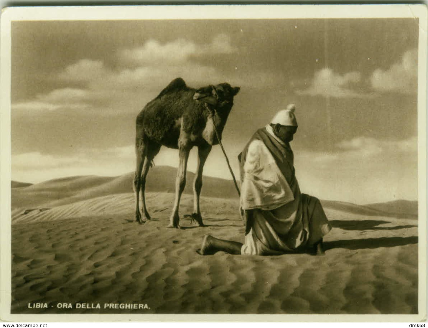 AFRICA - LIBIA / LYBIA -  PRAYER TIME - MAN & CAMEL - EDIT ALI BEN OTMAN - 1930s ( BG349) - Libya