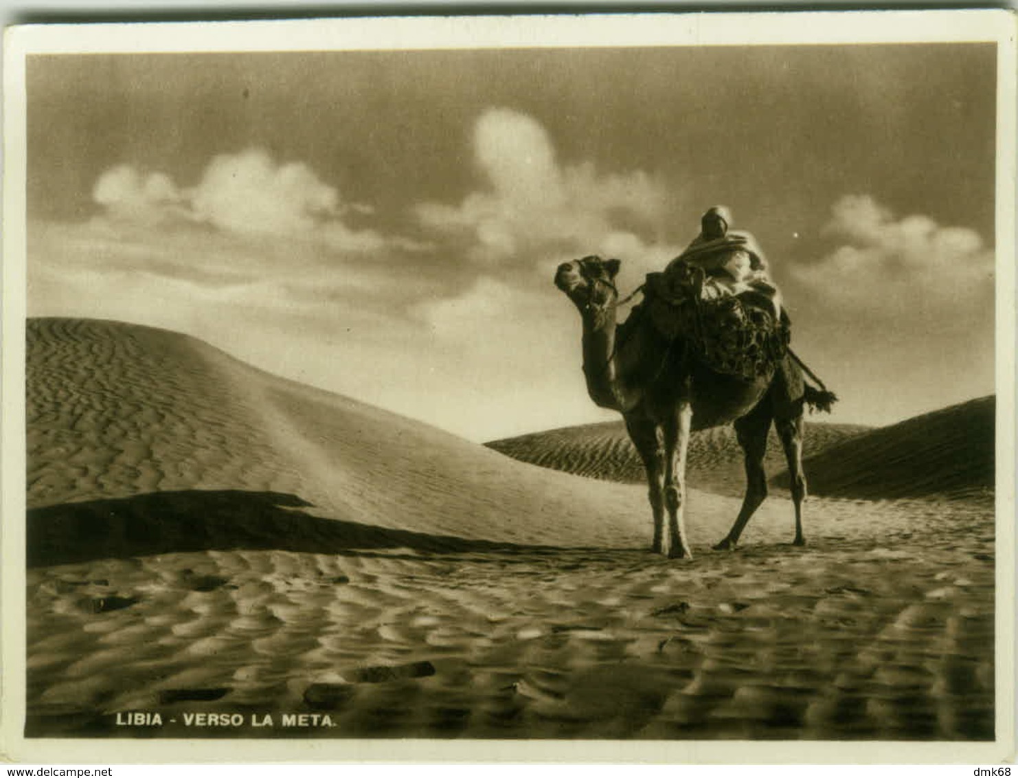 AFRICA - LIBIA / LYBIA -  MAN WITH CAMEL IN THE DESERT - TOWARDS THE DESTINATION - EDIT ALI BEN OTMAN - 1930s ( BG352) - Libya