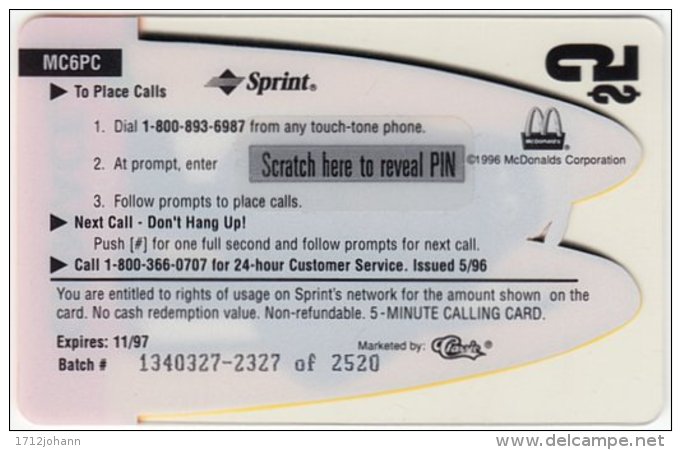 USA C-523 Prepaid Sprint - Advertising, Food, McDonalds - MINT - Sprint