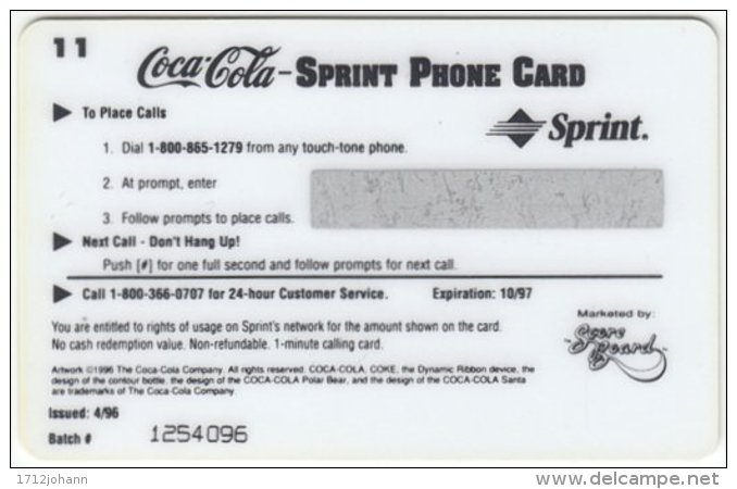 USA C-573 Prepaid Sprint - Advertising, Drink, Coca Cola - FAKE - Sprint