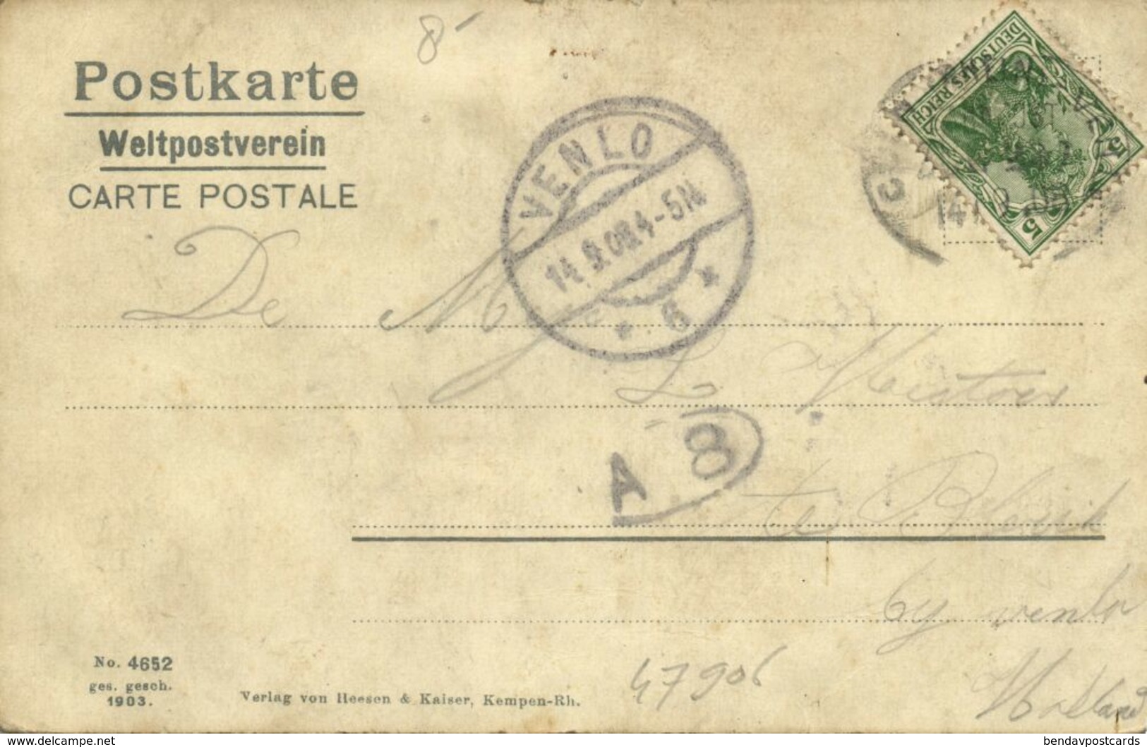 KEMPEN Am Niederrhein, Partie Am Burgring Mit Postamt (1908) AK - Autres & Non Classés