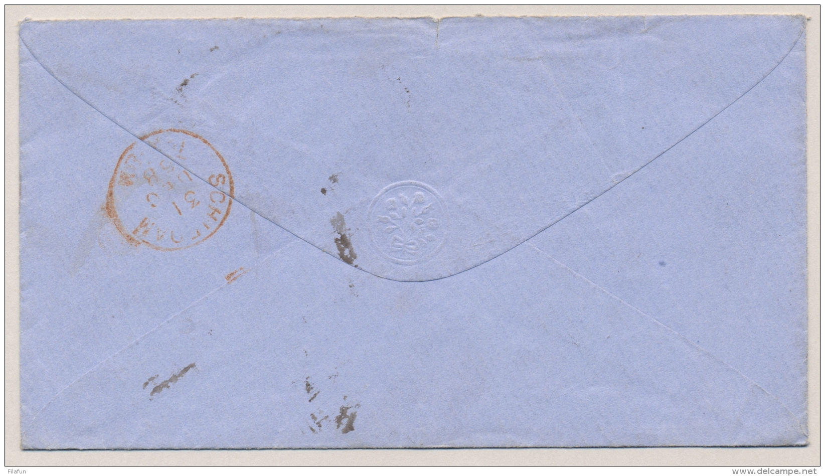 Nederland - 1868 - Takje Stempel GOUDA Op Envelop Naar Schiedam - ...-1852 Préphilatélie