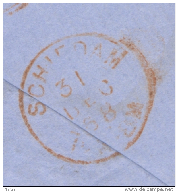 Nederland - 1868 - Takje Stempel GOUDA Op Envelop Naar Schiedam - ...-1852 Precursori