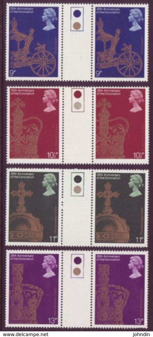 GB 1978 25th Anniversary Of The Coronation Set Of 4 Gutter Pairs SG 1059 To 1062 With 'Traffic Lights' UM / MNH - Unclassified