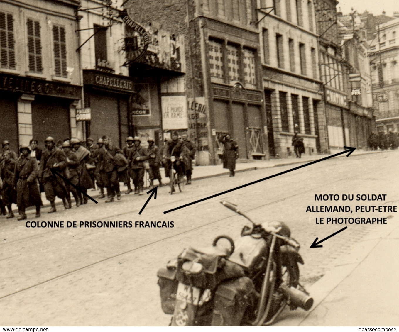 INEDIT - SAINT QUENTIN - UNE COLONNE DE SOLDATS FRANÇAIS PRISONNIERS DESCEND LA RUE D ISLE VERS LE 18 MAI 1940 - Saint Quentin