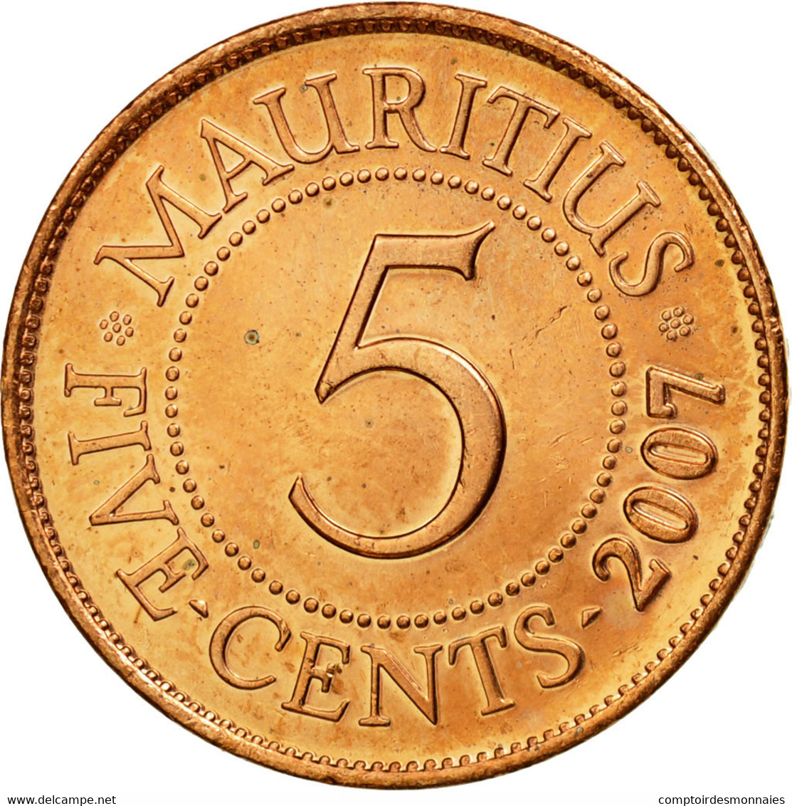 Monnaie, Mauritius, 5 Cents, 2007, SUP, Copper Plated Steel, KM:52 - Mauritius