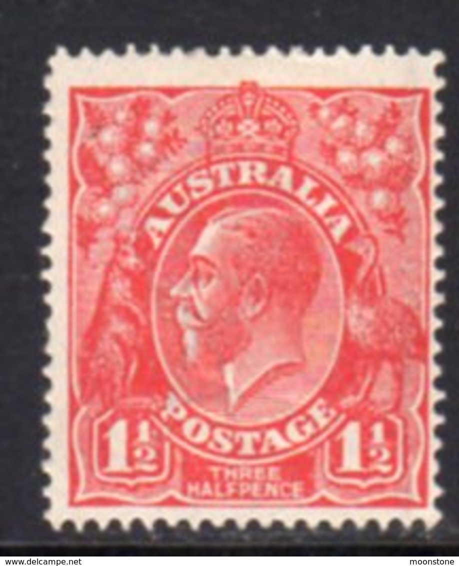 Australia 1924 GV Head 1½d Scarlet, Wmk. 5a, Hinged Mint, SG 77 - Mint Stamps