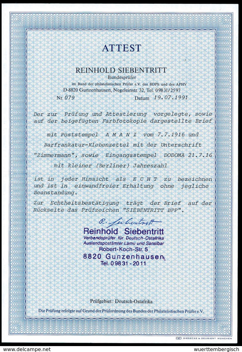 Beleg Deutsche Kolonien Deutsch Ostafrika Kriegspost - Other & Unclassified