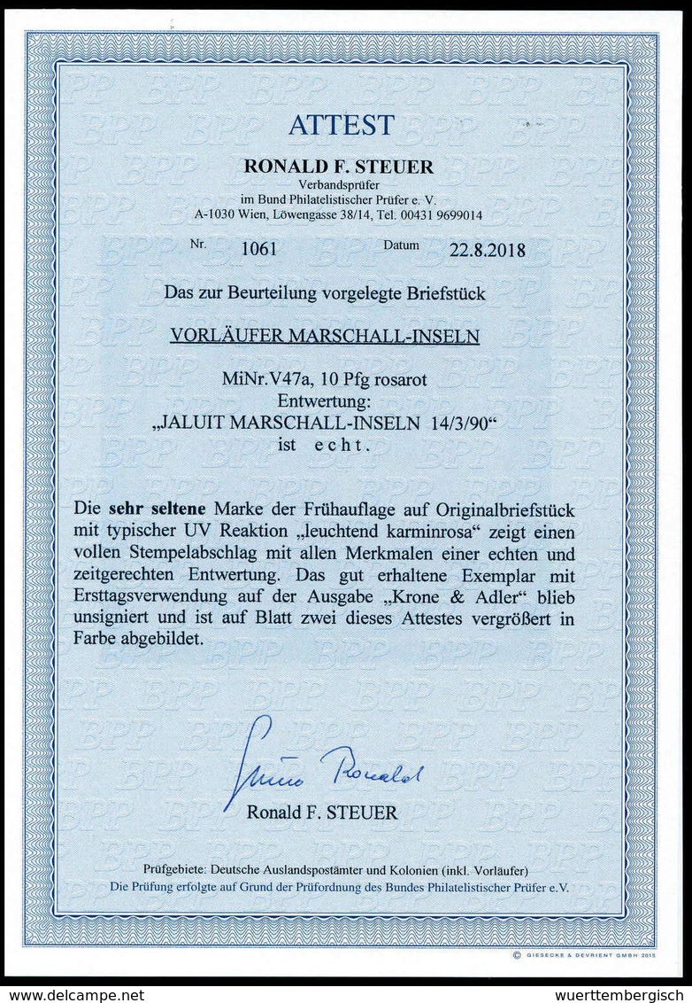 Briefst. Deutsche Kolonien Marshall Inseln, Vorläufer - Other & Unclassified