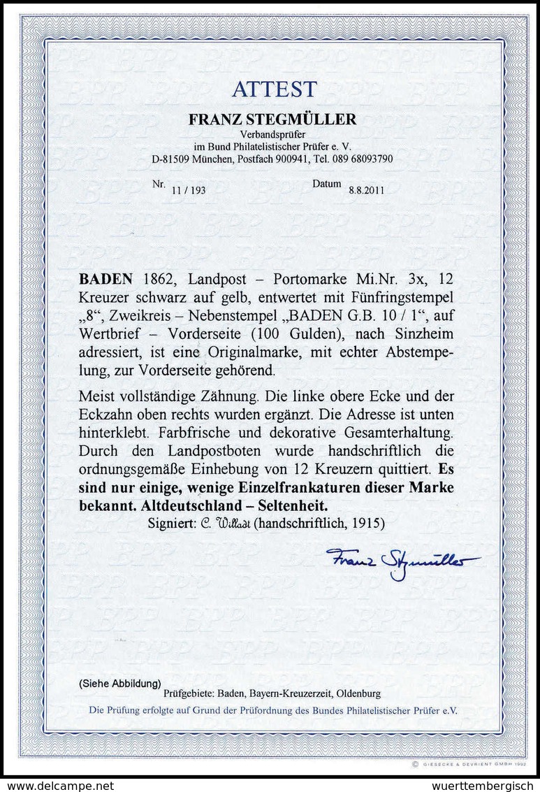 Beleg Altdeutschland Baden Landpost - Other & Unclassified