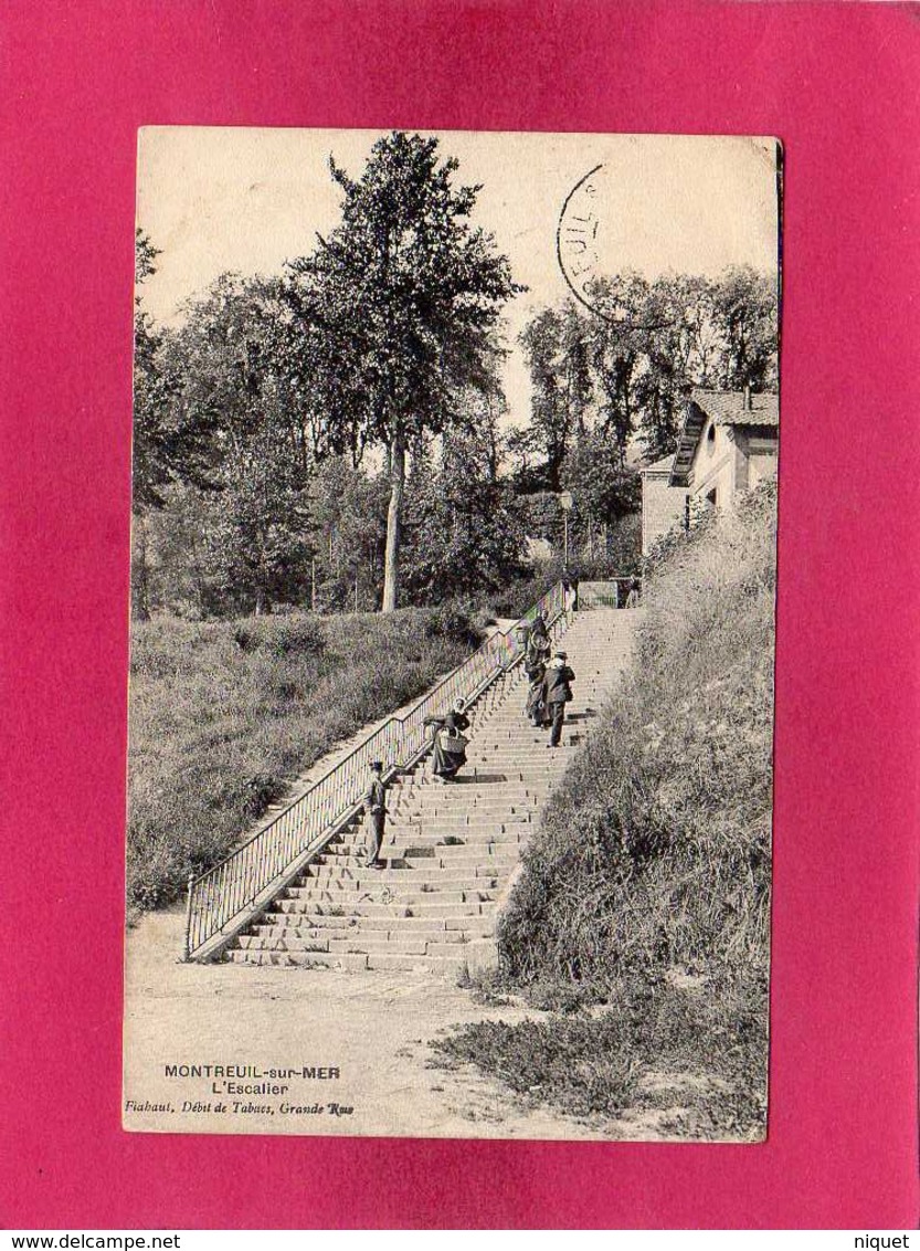 62 Pas De Calais, Monteuil-sur-Mer, L'Escalier, Animée, 1908, (Fiabaut) - Montreuil