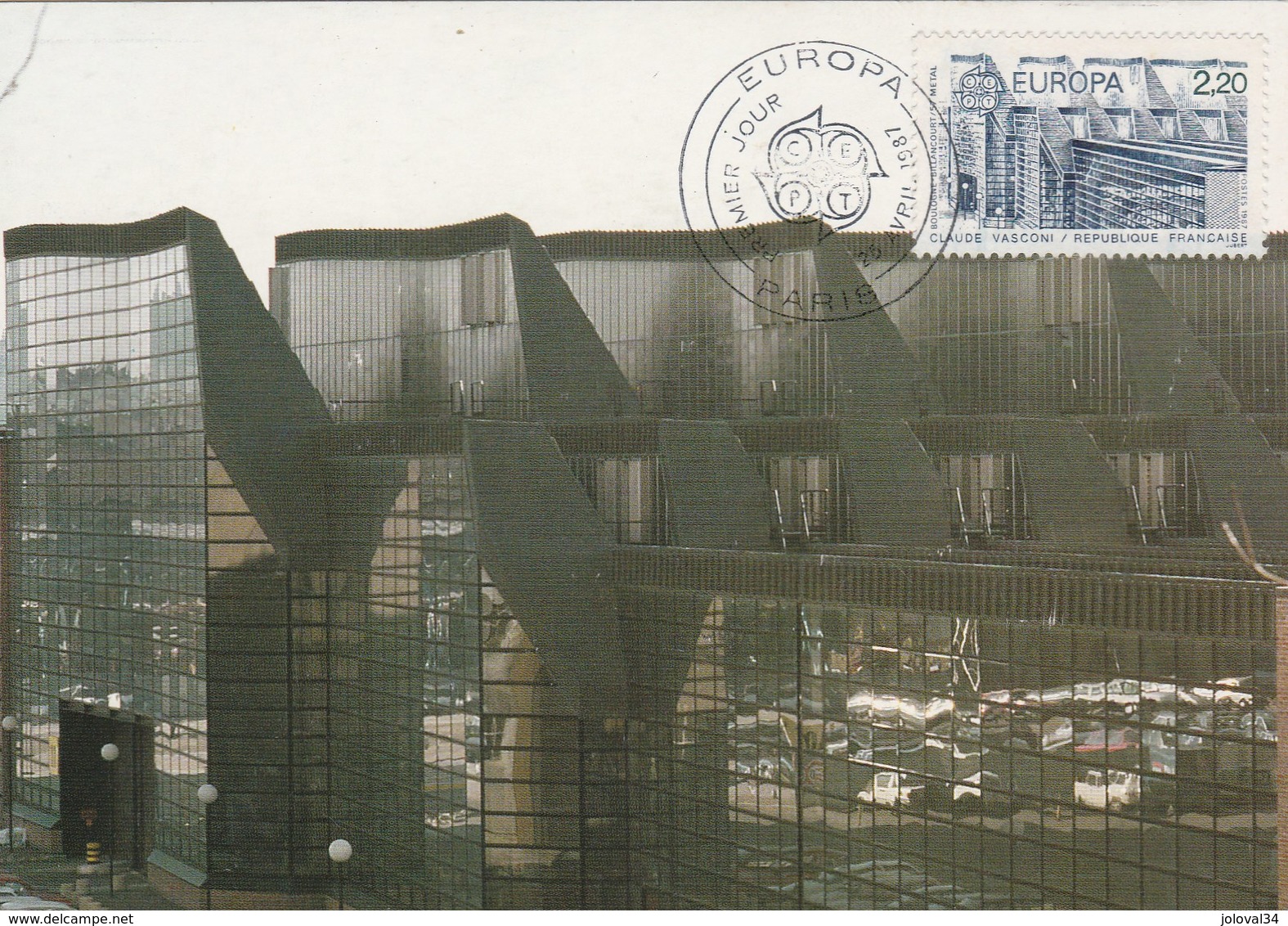 France Carte Maximum   EUROPA 1987 - Cachet Paris - Usines Renault Architecture Vasconi - 1987