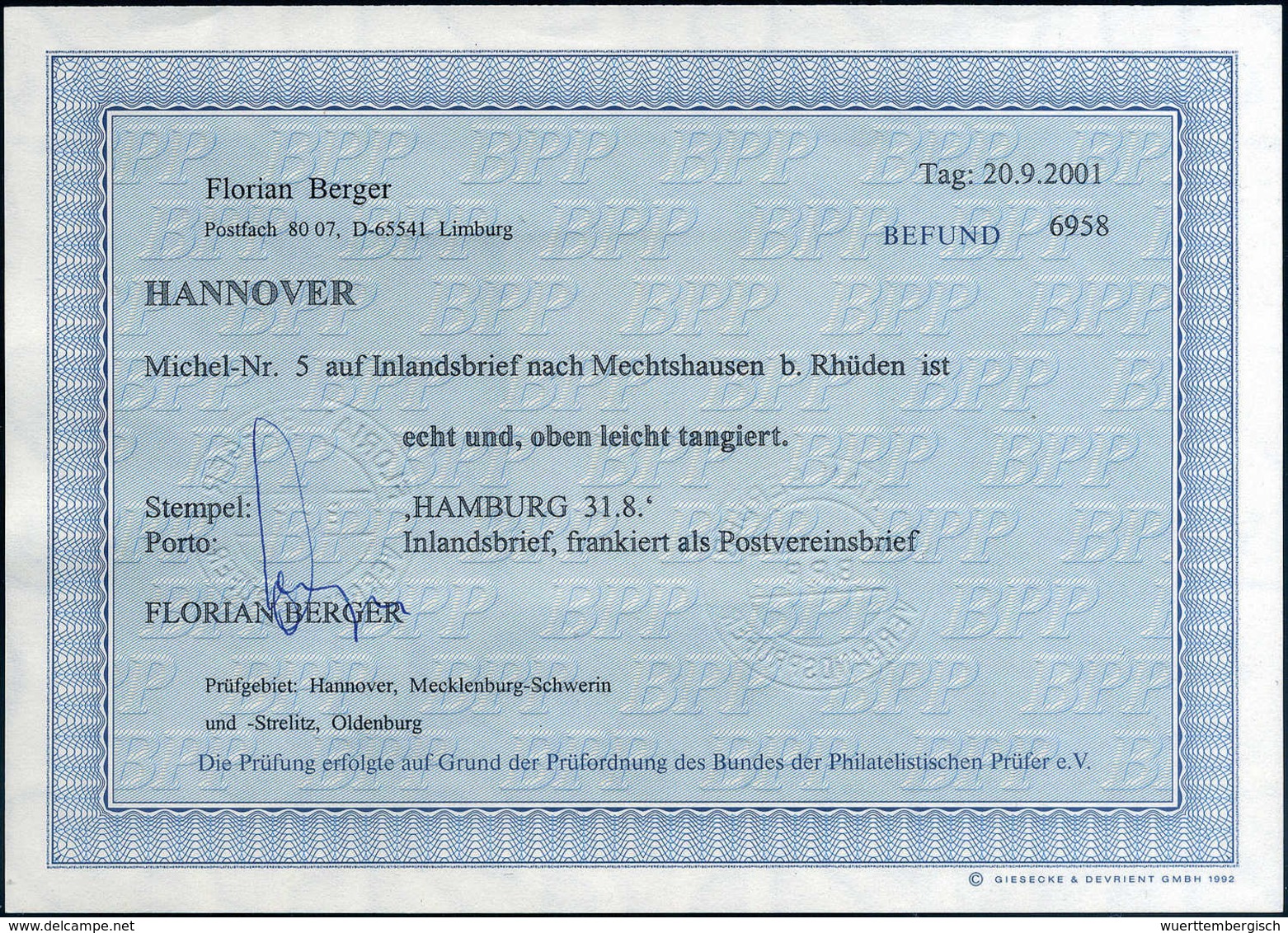 Beleg Altdeutschland Hannover - Other & Unclassified