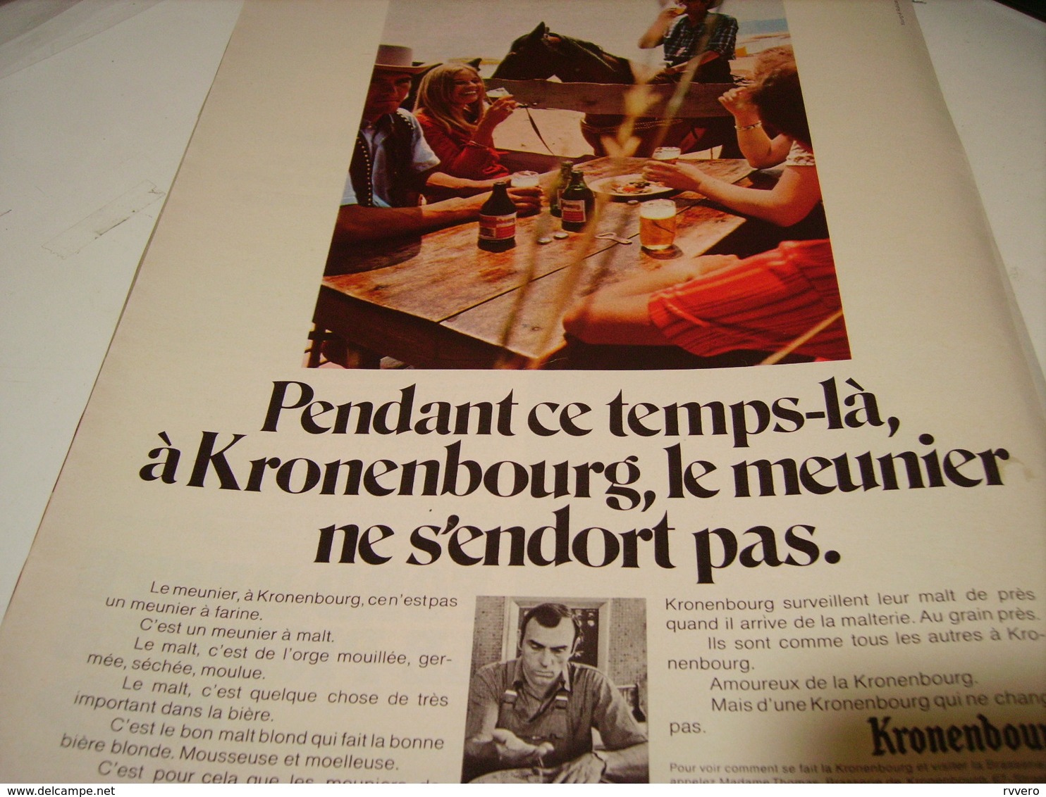 ANCIENNE PUBLICITE LE MEUNIER  BIERE KRONENBOURG 1969 - Alcools