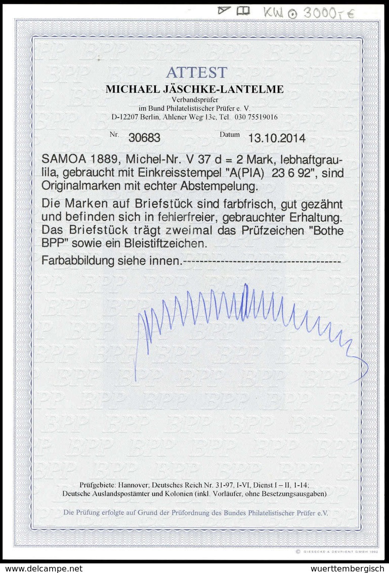 Briefst. Deutsche Kolonien Samoa, Vorläufer - Sonstige & Ohne Zuordnung