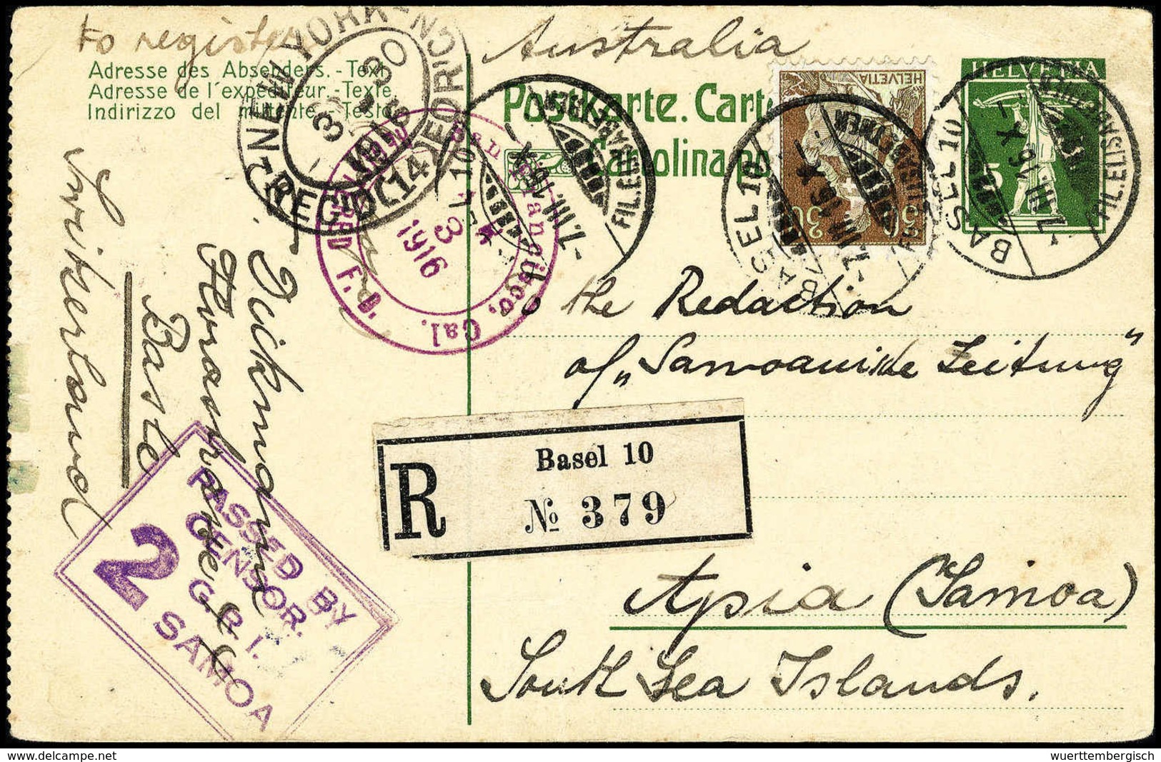 Beleg Deutsche Kolonien Samoa Kriegspost - Other & Unclassified