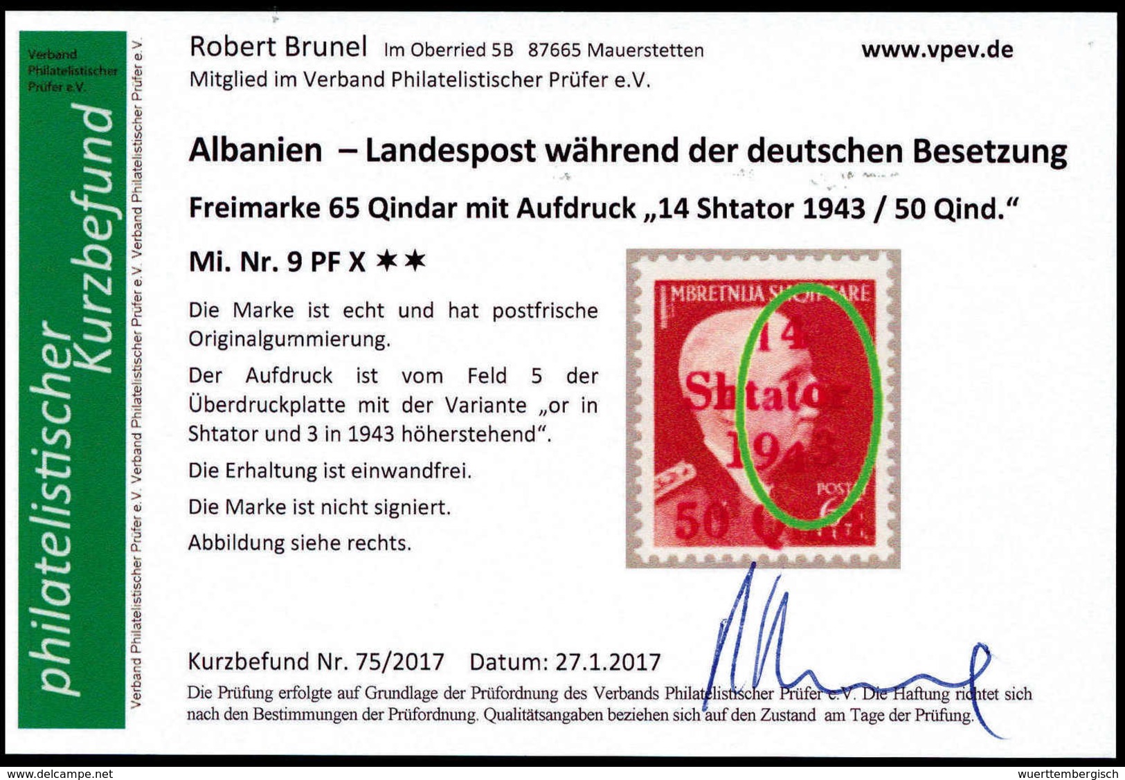 ** Deutsche Besetzung II. WK Albanien - Other & Unclassified