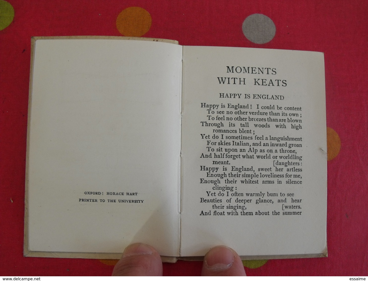 Keats. Moments With Keath. London Henry Frowde Oxford Horace Hart. Illustrations De Jameson Sd (vers 1900) - Cultura