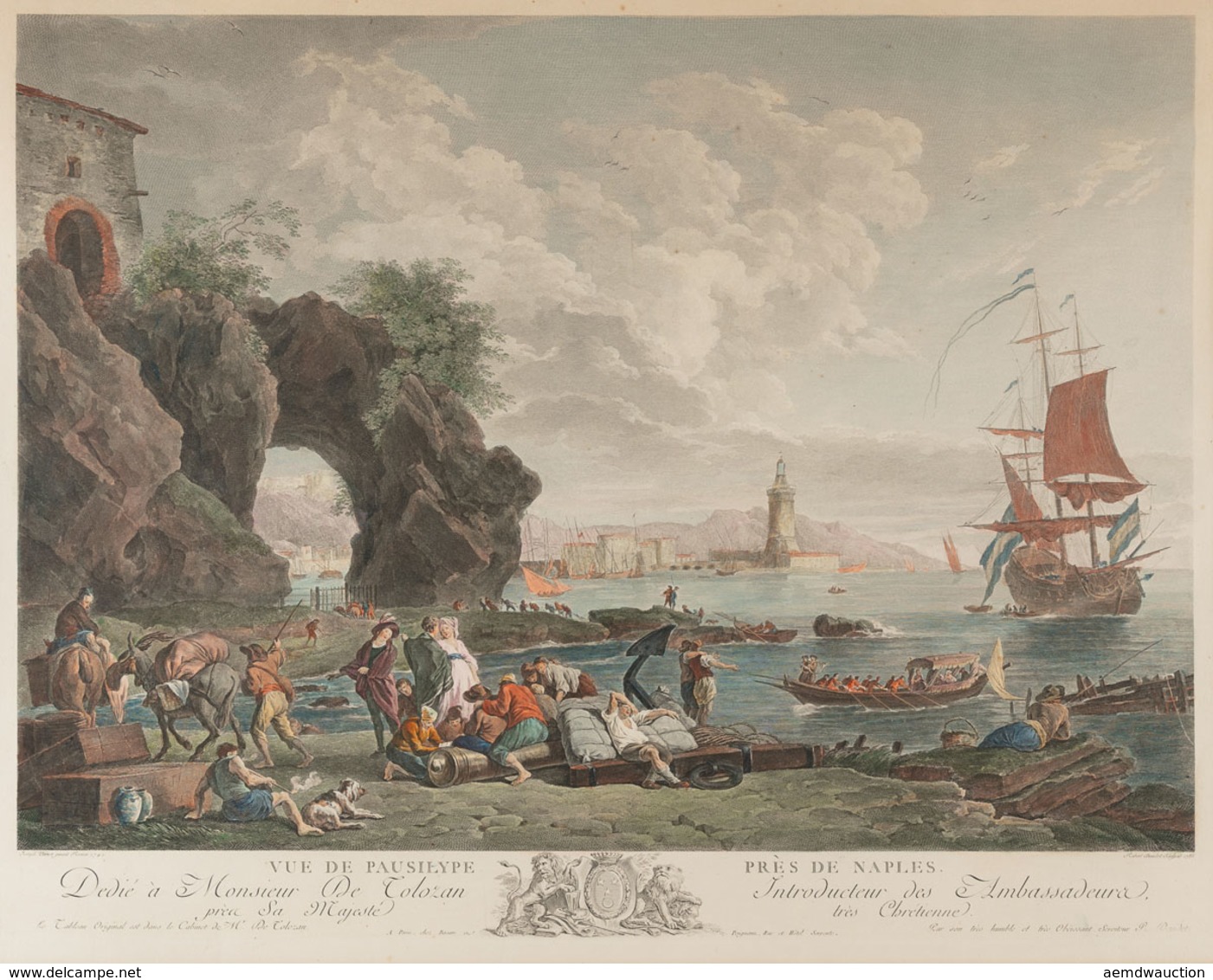 Robert DAUDET D’après Joseph VERNET - Vue De Pausilype - Prints & Engravings