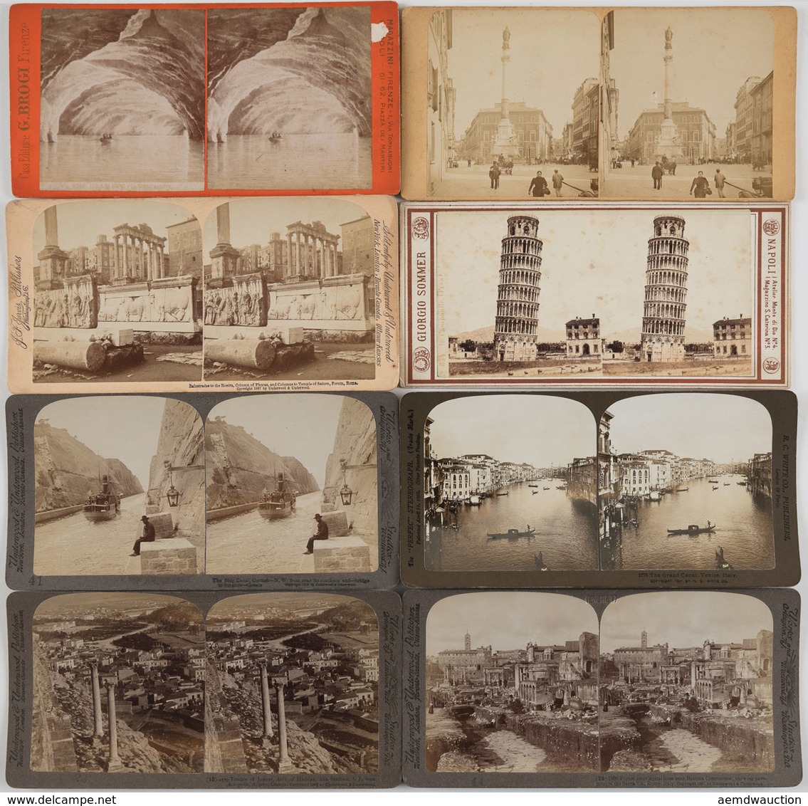 [STEREOVIEWS] ITALIE & Grèce. Ensemble 62 Vues Stéréosc - Other & Unclassified